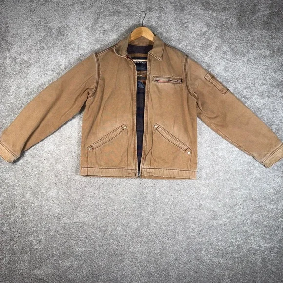 VTG Y2K Abercrombie Boys XL Tan Canvas Blanket Lined Work Utility Jacket‎